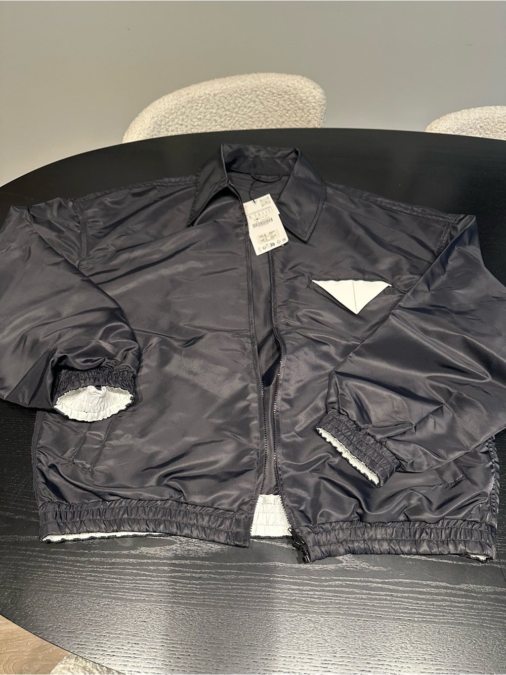 Zara Women's Black Nylon Bomber Jacket with Contrast Lining